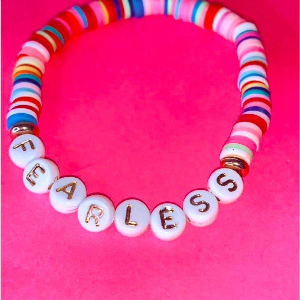 Aesthetic “fearless” colorful clay bead bracelet